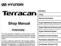 Shop manual Hyundai Terracan 1