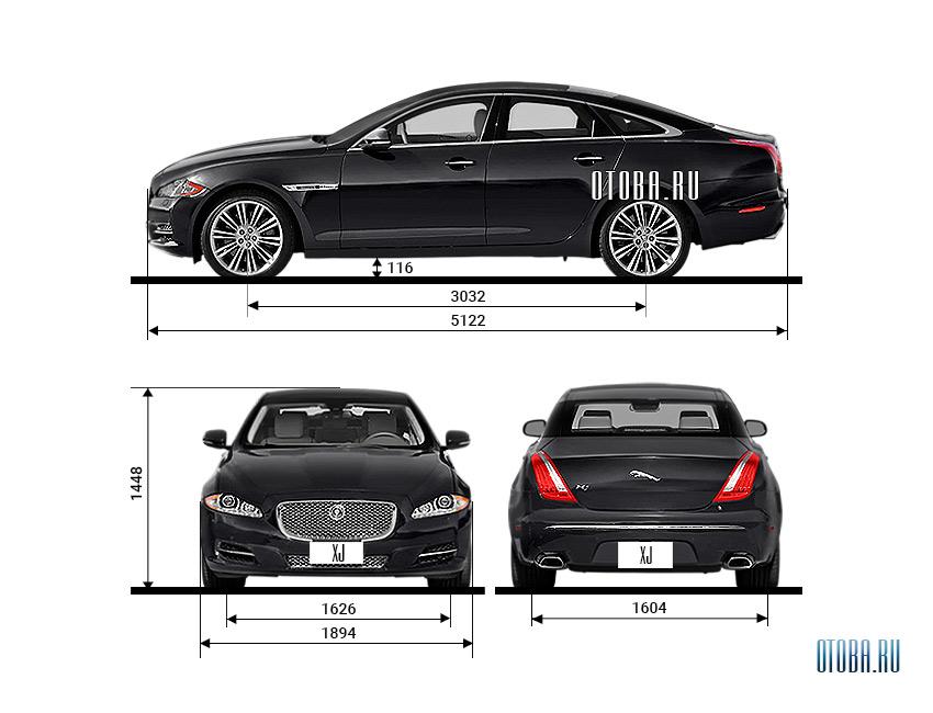 Габаритные размеры Jaguar XJ 8.