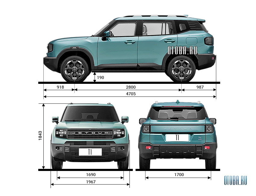 Габаритные размеры Jetour T1 1.