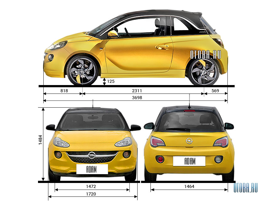 Габаритные размеры Opel Adam A.