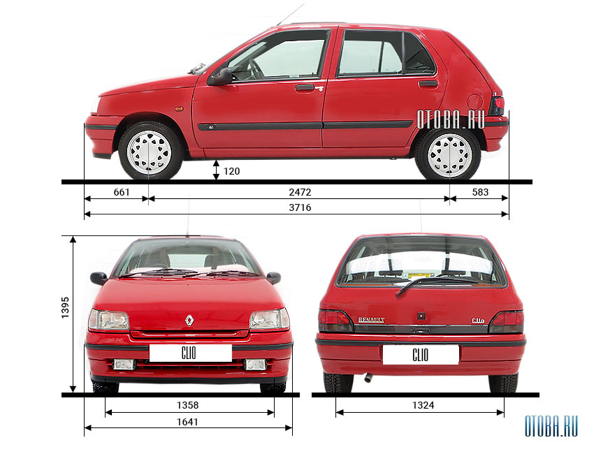 Габаритные размеры Renault Clio 1.