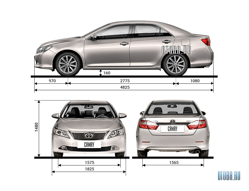 Габаритные размеры Toyota Camry 7.