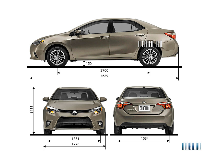 Габаритные размеры Toyota Corolla USA 11.