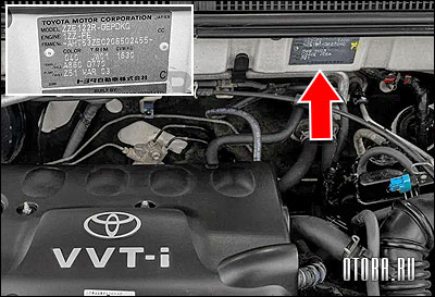 Вин-номер автомобиля Toyota Corolla 9