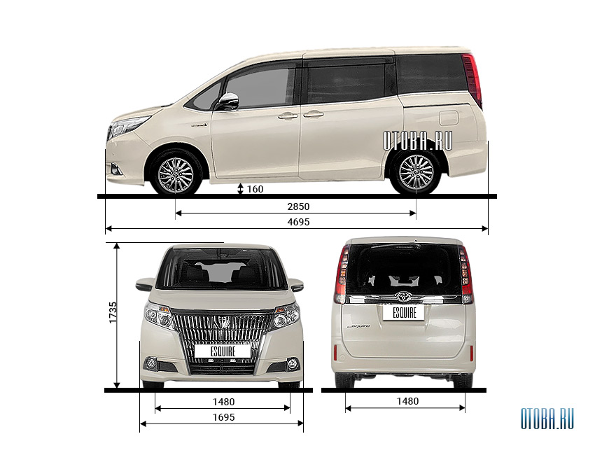Габаритные размеры Toyota Esquire 1.