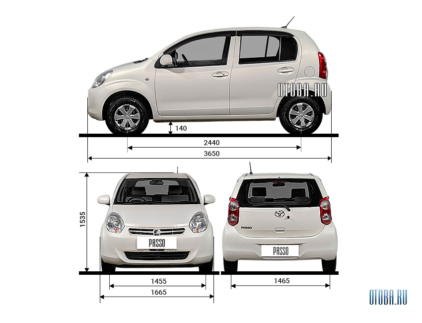 Габаритные размеры Toyota Passo JDM 2.