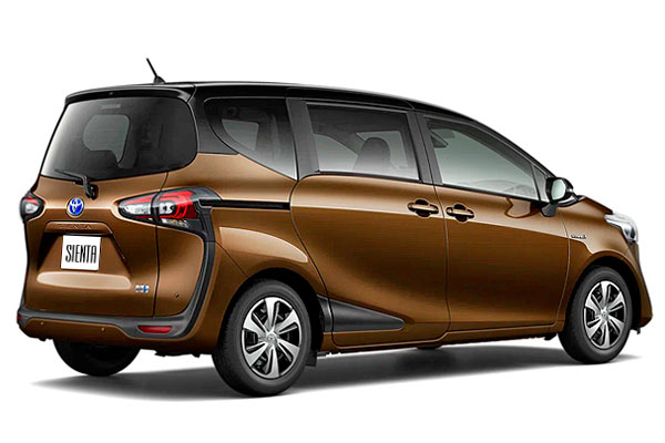 Минивэн Тойота Сиента 2 (XP170) вид сзади рестайлинговая версия