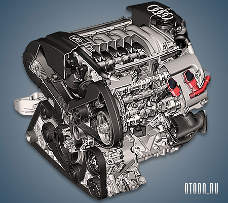 4.2-литровый бензиновый двигатель Audi BFM вид cверху.
