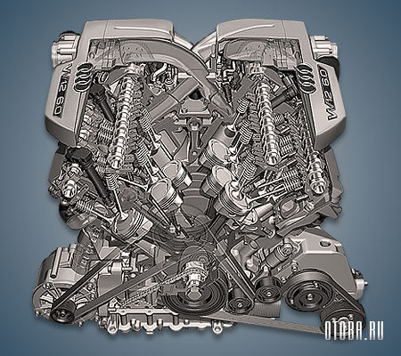 6.0-литровый бензиновый двигатель Audi BHT в разборе.