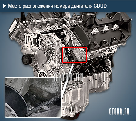 Место расположение номера двигателя Audi CDUD