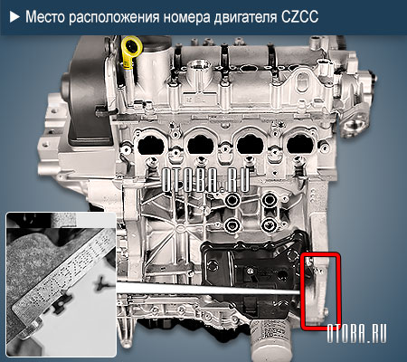 Место расположение номера двигателя Audi CZCC