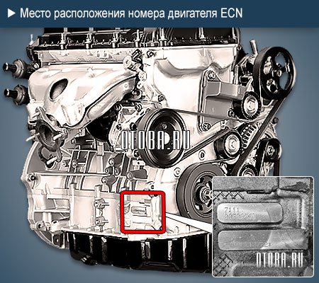 Место расположение номера двигателя Dodge ECN