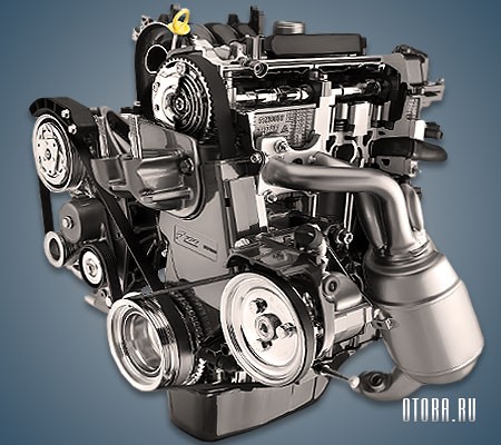 Мотор Fiat Fier 8V с VVT вид сбоку.