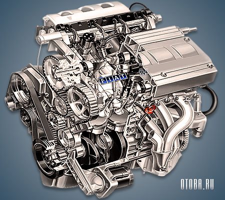 Мотор Fiat Pratola Serra 1.8 литра 16V вид сбоку.