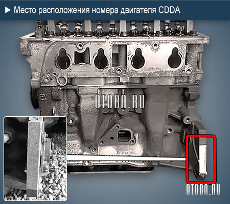 Расположение номера двигателя Ford CDDA.
