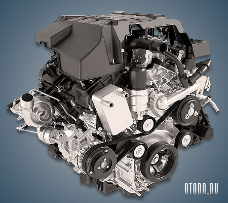 Двигатель Ford ecoboost V6 вид сзади.