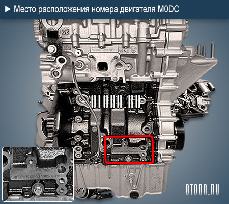 Расположение номера двигателя Ford M0DC.