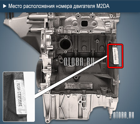 Расположение номера двигателя Ford M2DA.