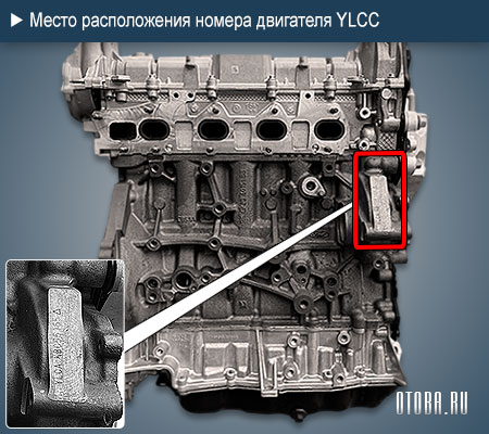 Расположение номера двигателя Ford YLCC.