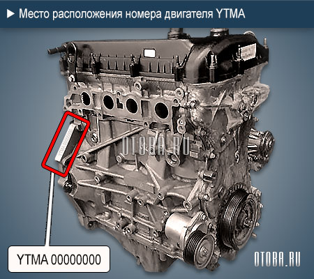 Место расположение номера двигателя Ford YTMA