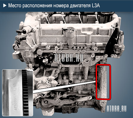 Расположение номера двигателя GM L3A.
