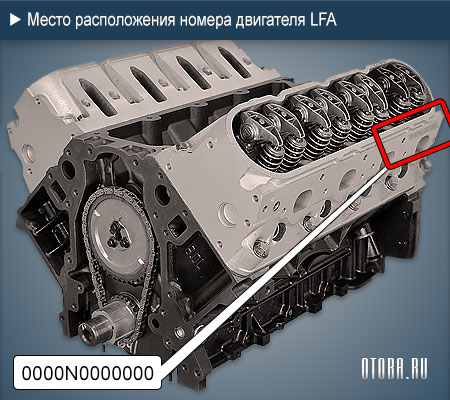 Место расположение номера двигателя GM LFA