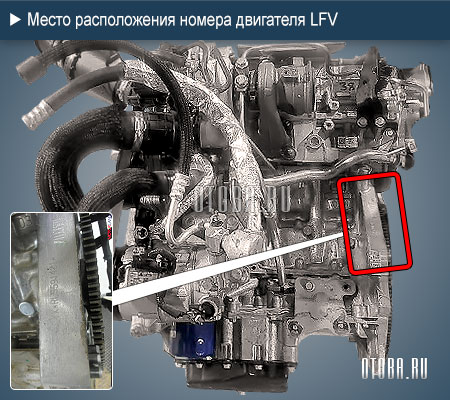 Расположение номера двигателя GM LFV.