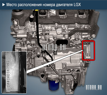 Расположение номера двигателя GM LGX.