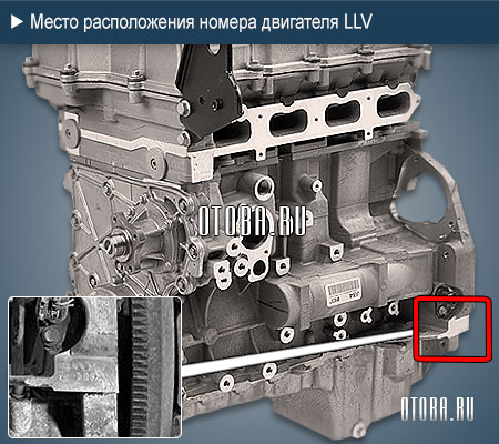 Расположение номера двигателя GM LLV.