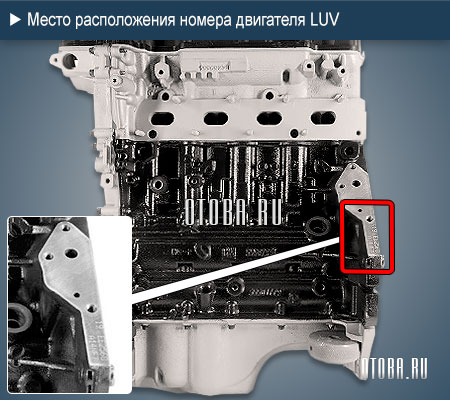 Расположение номера двигателя GM LUV.