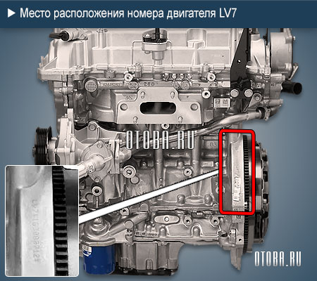 Расположение номера двигателя GM LV7.