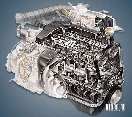 2.2-литровый бензиновый мотор Honda H22A в разрезе.