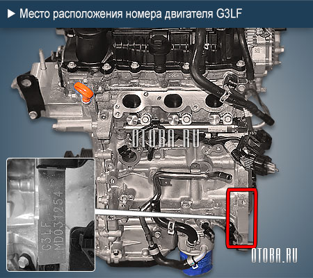 Место расположение номера двигателя Hyundai G3LF