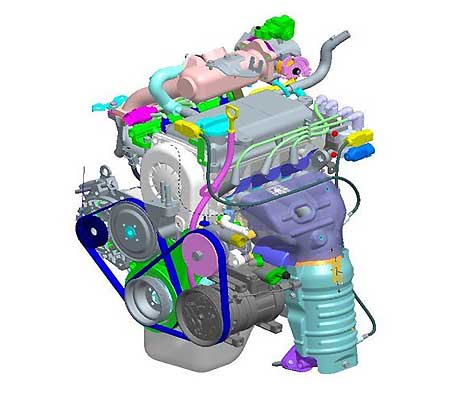 1.1-литровый бензиновый двигатель Хендай G4HD схема.