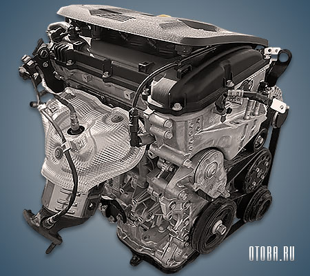 2.0-литровый бензиновый двигатель Hyundai G4NH вид сбоку.