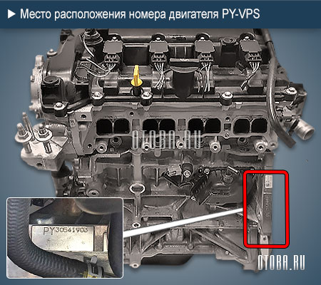 Место расположение номера двигателя Mazda PY-VPS