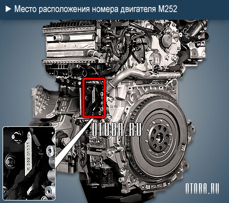 Место расположение номера двигателя Mercedes M252