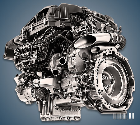 3.0-литровый бензиновый мотор Мерседес М256 вид сбоку.