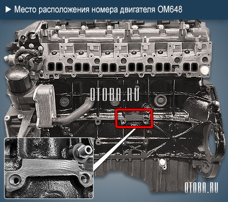 Место расположение номера двигателя Mercedes OM648