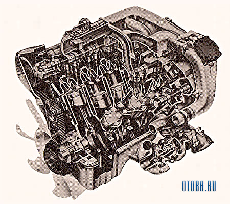 Мотор Ниссан VG20DET в разрезе.