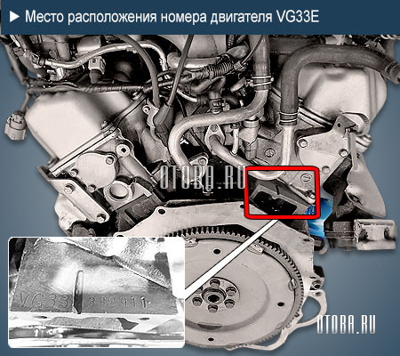 Место расположение номера двигателя nissan vg33e