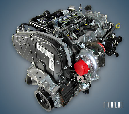 Мотор Opel A20DTH вид сбоку.