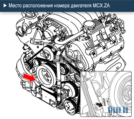 Место расположение номера двигателя Porsche MCX.ZA