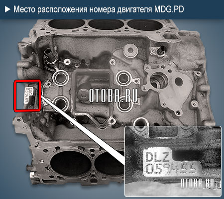 Расположение номера двигателя Porsche MDG.PD.
