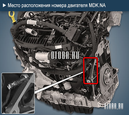 Расположение номера двигателя Porsche MDK.NA.