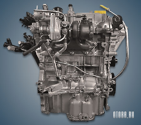0.9-литровый бензиновый мотор Рено H4Bt в разрезе.