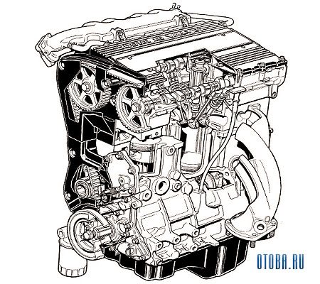 2.0-литровый бензиновый мотор Ровер 20T4H схема.