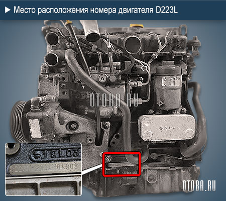 Место расположение номера 2.2-литрового двигателя Saab D223L