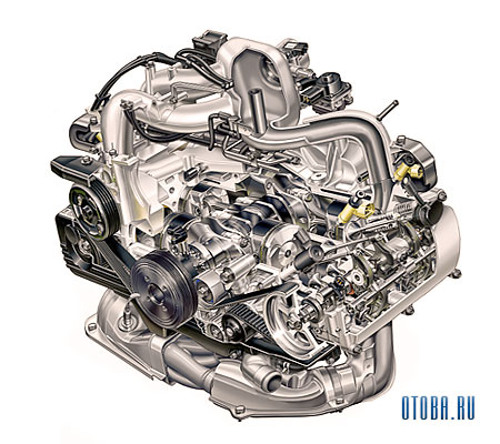 Мотор Subaru EJ253 в разрезе.