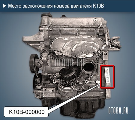 Место расположение номера двигателя Suzuki K10B